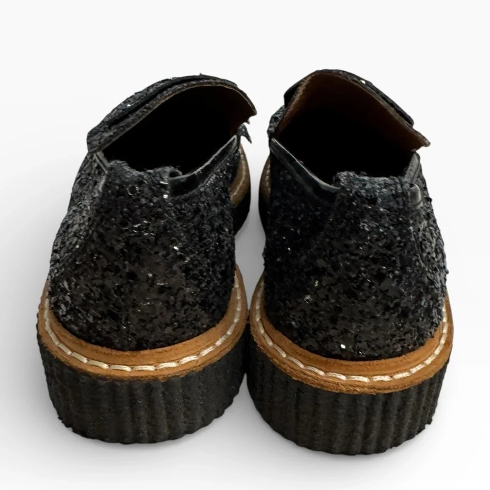 Flamingos Black Glitter Fringe Loafer Platform Shoes Women’s EU 37 US 6.5–7